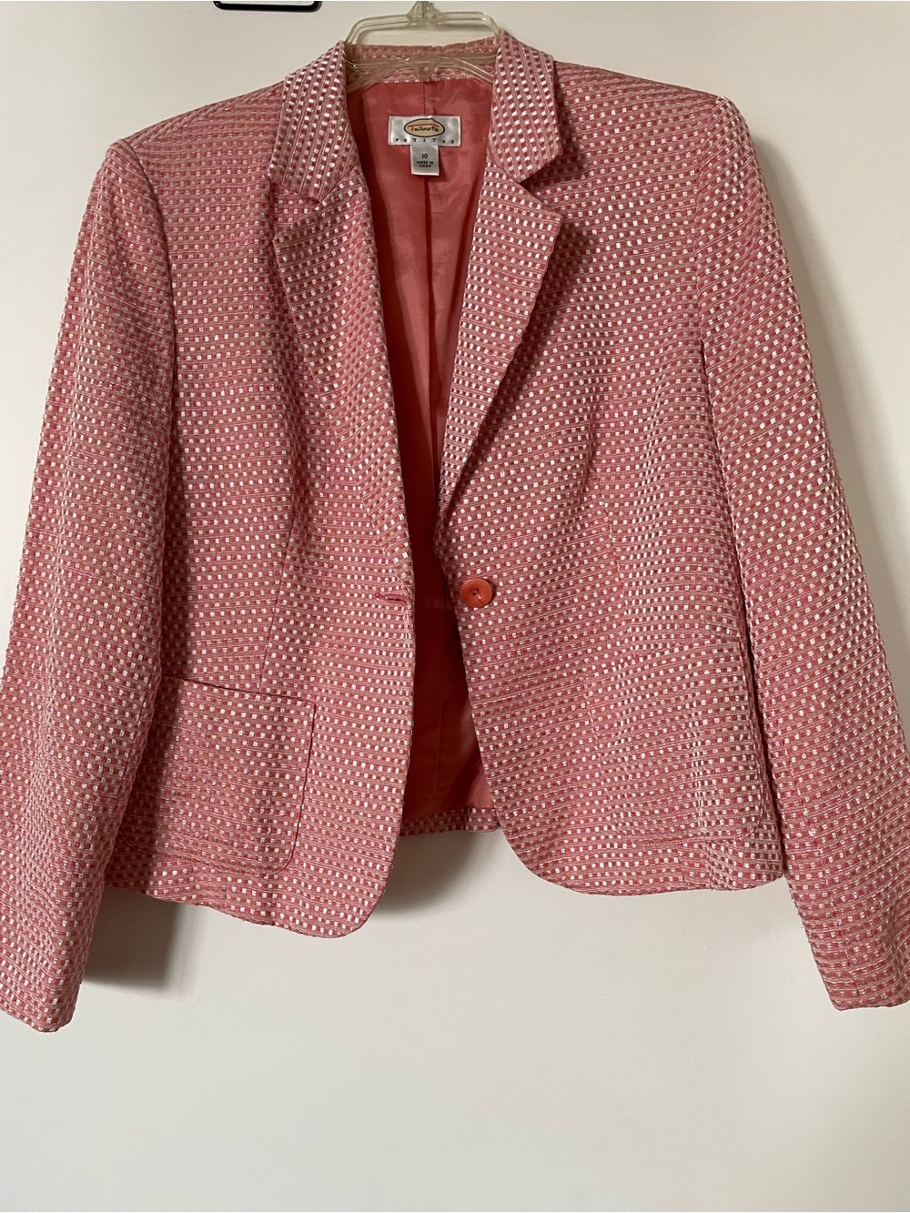 Talbots Coral Pink Tweed Single-Button Blazer